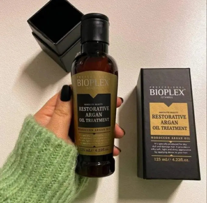 BIOPLEX<br> <b> RESTORATIVE AGRAN OIL TRAITEMENT</b><br><h5>cheveux humides-125ml</h5>ORIGINE Turquie <img style="vertical-align: middle;" src=" https://shorturl.at/afl23">