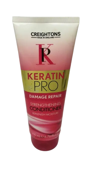 CREIGHTONS<br><b> Keratin pro</b><br><h5><br> Damage Repair, strengthening Conditioner replenish moisture<br> 200ml</h5>Origine Angleterre <img style="vertical-align: middle;" src=" https://shorturl.at/qvUZ6">