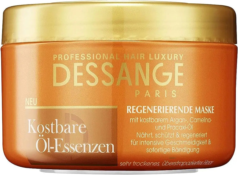 DESSANGE<br> <b> Kostbare oil essentiel</b><br><h5>Masque-250ml</h5>Origine France </h6> <img style="vertical-align: middle;" src=" https://shorturl.at/bDMR9">