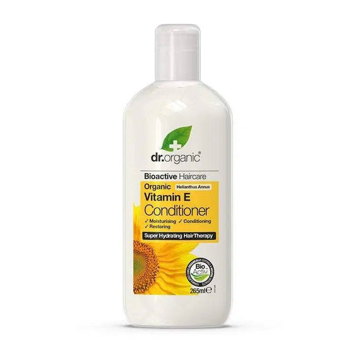 Dr.organic<br> <b> Vitamin E Conditioner</b><br><h5>tous types de cheveux-265ml</h5>Origine Angleterre <img style="vertical-align: middle;" src=" https://shorturl.at/qvUZ6">