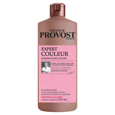 FRANCK PROVOST<br> <b> EXPERT COULEUR SHAMPOOING SALON</b><br><h5>shampooing Cheveux Colorés-750ml</h5>Origine France <img style="vertical-align: middle;" src=" https://shorturl.at/bDMR9">