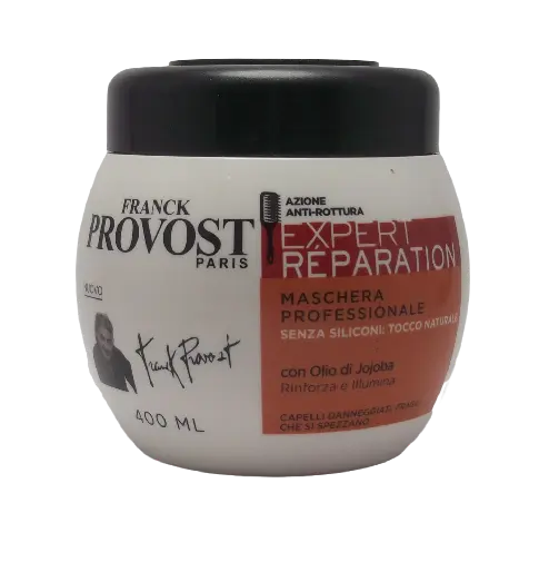 FRANCK PROVOST<br> <b>EXPERT REPARTION masque professionnel à l'huile de jojoba</b><br><h5> cheveux endommagés - 400ml</h5>Origine France <img style="vertical-align: middle;" src=" https://shorturl.at/bDMR9">