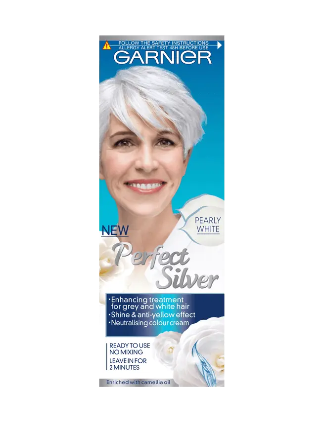 GARNIER<br> <b> Perfect silver</b><br><h5>Coloration cheveux-80ml</h5>Origine Europe <img style="vertical-align: middle;" src="https://shorturl.at/stvQ3">