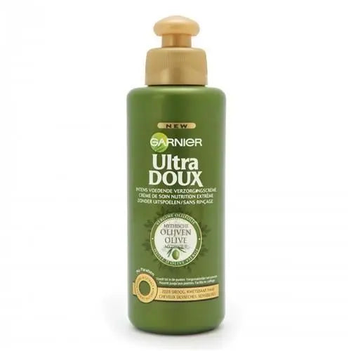 GARNIER<br> <b> ULTRA DOUX olive mythique</b><br><h5>Crème Soin cheveux-200ml</h5>Origine France <img style="vertical-align: middle;" src=" https://shorturl.at/bDMR9">