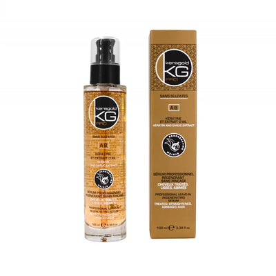 KERAGOLD pro<br> <b> Sérum PROFESSIONNEL kératine et extrait d’ail AB</b><br><h5>cheveux traités, lissés, abimés-100ml</h5>