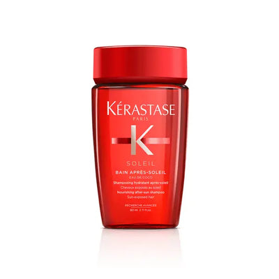 Kérastase<br> <b>SOLEIL Bain</b><br>Après-soleil<br><h5>Shampooing-80ml</h5>Origine Europe <img style="vertical-align: middle;" src="https://shorturl.at/stvQ3">