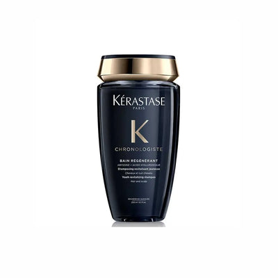 Kérastase <br> <b>chronologique bain régénérant</b> <br> <h5>Shampoing cheveux et cuir chevelu - 250 ml </h5>Origine Europe <img style="vertical-align: middle;" src="https://shorturl.at/stvQ3">