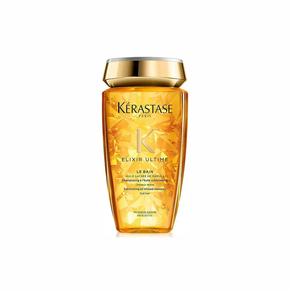 Kérastase <br> <b>ELIXIR ULTIME LE BAIN</b> <br> <h5>Shampoing cheveux ternes - 250 ml </h5>Origine Europe <img style="vertical-align: middle;" src="https://shorturl.at/stvQ3">