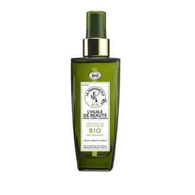 LA PROVENCALE BIO<br> <b> L'huile de beauté enrichie en huile d'olive bio</b><br><h5>tous les types de cheveux-100ml</h5>Origine France </h6> <img style="vertical-align: middle;" src=" https://shorturl.at/bDMR9">