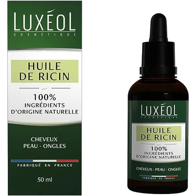 LUXEOL<br> <b> Huile de ricin </b><br>50ml</h5>Origine France <img style="vertical-align: middle;" src=" https://shorturl.at/bDMR9">