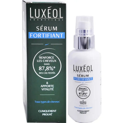 LUXEOL<br> <b> Sérum Fortifiant</b><br><h5>Tous types cheveux-75ml</h5>Origine France <img style="vertical-align: middle;" src=" https://shorturl.at/bDMR9">