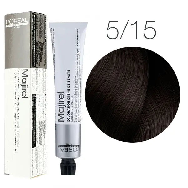 L’OREAL PROFESSIONNEL<br> <b><h5> Majirel 5,15 Châtain clair doré</b><br>50ml</h5>Origine France <img style="vertical-align: middle;" src=" https://shorturl.at/bDMR9">