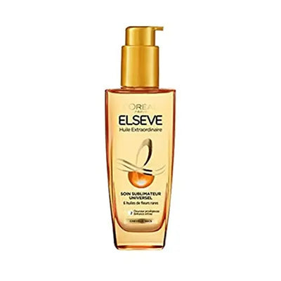 L'Oréal Paris<br><b>Elseve Huile Extraordinaire </b><br><h5>Huile Sublimateur Universel - 100 ml </h5>Origine France <img style="vertical-align: middle;" src=" https://shorturl.at/bDMR9">