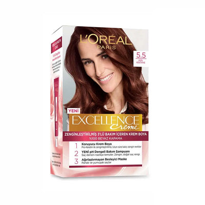 L'Oréal Paris<br><b>Excellence 5.5 </b><br><h5>Coloration cheveux <h5>Origine Turquie <img style="vertical-align: middle;" src="https://t.ly/FULqU">