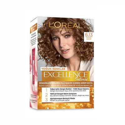 L'Oréal Paris<br><b>Excellence 6.13</b><br><h5>Coloration cheveux <h5>Origine Turquie <img style="vertical-align: middle;" src="https://t.ly/FULqU">