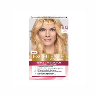 L'Oréal Paris<br><b>Excellence 9.32 </b><br><h5>Coloration cheveux <h5>Origine Turquie <img style="vertical-align: middle;" src="https://t.ly/FULqU">