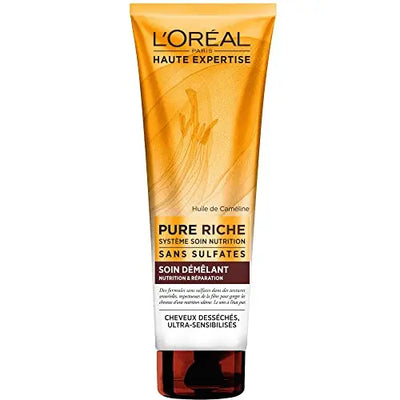 L'Oréal Paris<br><b>Haute Expertise Pure Riche</b><br><h5>Démêlant Sans Sulfate cheveux Desséchés - 250 ml </h5>Origine France <img style="vertical-align: middle;" src=" https://shorturl.at/bDMR9">