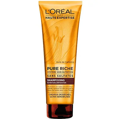 L'Oréal Paris<br><b>Haute Expertise Pure Riche</b><br><h5>Shampooing Sans Sulfate cheveux Desséchés - 250 ml </h5>Origine France <img style="vertical-align: middle;" src=" https://shorturl.at/bDMR9">