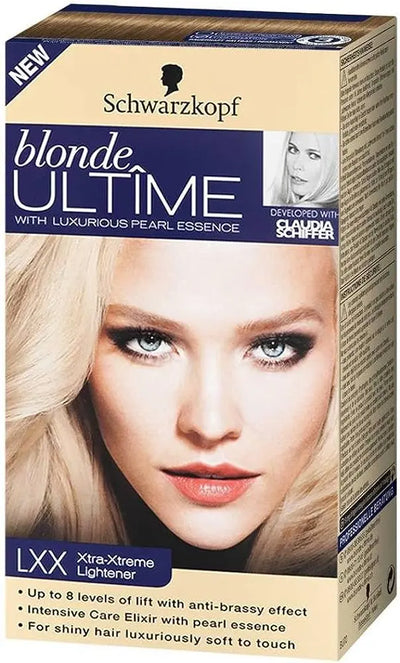 SCHWARZKOPF<br> <b> BLONDE ULTIME ECLAIRCISSANT ULTRA-INTENSE</b><br><h5>Coloration cheveux-60ml</h5>Origine France </h6> <img style="vertical-align: middle;" src=" https://shorturl.at/bDMR9">