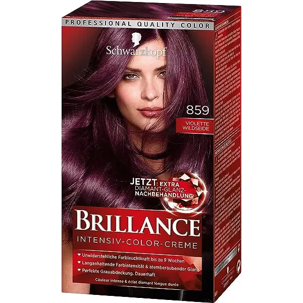 SCHWARZKOPF<br> <b> BRILLANCE 859 Violette wildseide</b><br><h5>Coloration cheveux-60ml</h5>Origine France </h6> <img style="vertical-align: middle;" src=" https://shorturl.at/bDMR9">