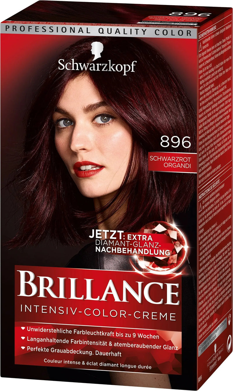 SCHWARZKOPF<br> <b> BRILLANCE 896 nero rosso seta</b><br><h5>Coloration cheveux-60ml</h5>Origine France </h6> <img style="vertical-align: middle;" src=" https://shorturl.at/bDMR9">