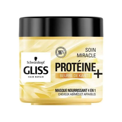 SCHWARZKOPF<br> <b> GLISS PROTEINE + BEURRE DE KARITE</b><br><h5>Masque-cheveux humides-400ml</h5>