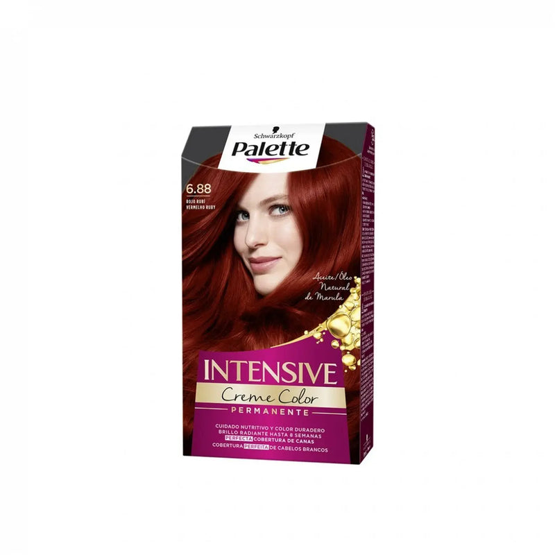 SCHWARZKOPF<br> <b> Palette, intensive crème color </b> Coloration 6.88 ROUGE RUBIS<br><h5>50-15ml</h5>Origine France </h6> <img style="vertical-align: middle;" src=" https://shorturl.at/bDMR9">