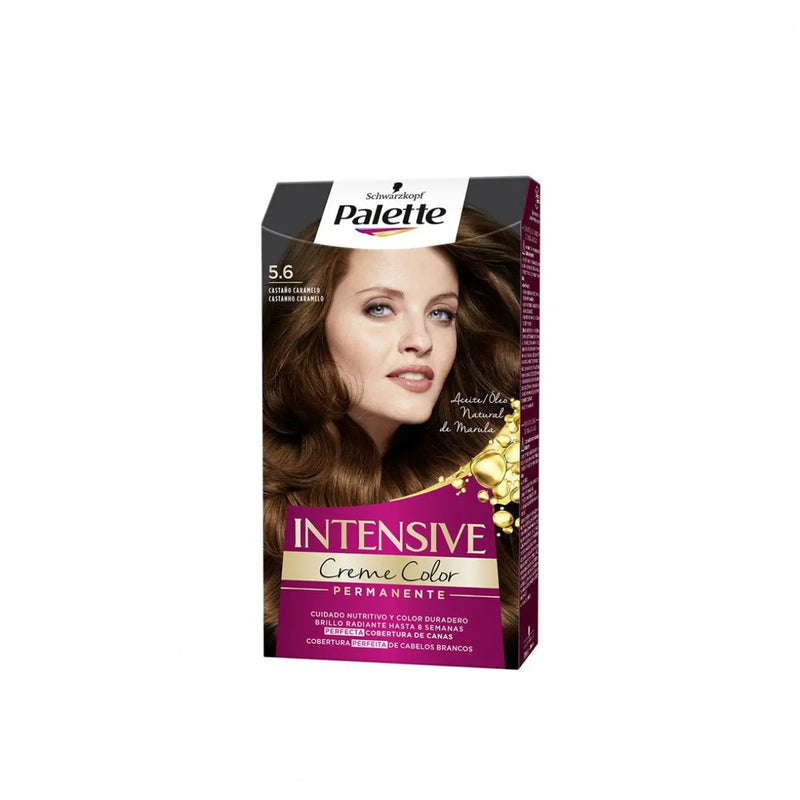 SCHWARZKOPF<br> <b> Palette, intensive crème color</b> Coloration 5.6 Brun caramel<br><h5>50-15ml</h5>Origine France </h6> <img style="vertical-align: middle;" src=" https://shorturl.at/bDMR9">