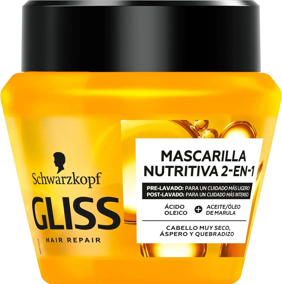 Schwarzkopf<br><b> MASCARILLA 2-en-1</b><br><h5>Masque cheveux - <br>très secs-300 ml</h5>Origine Espagne<img style="vertical-align: middle;" src=" https://shorturl.at/eLY15">