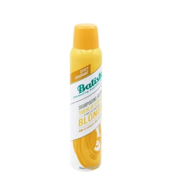 Batiste<br> <b> Shampoing sec pour cheveux blonds</b><br><h5>200ml</h5>Origine France </h6> <img style="vertical-align: middle;" src=" https://shorturl.at/bDMR9">