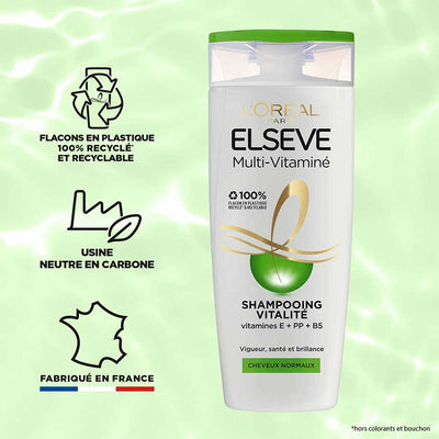 L'Oréal Paris<br><b>Elseve Multi-Vitaminé </b><br><h5>Shampoing vitalité Cheveux Normaux - 300 ml <h5>