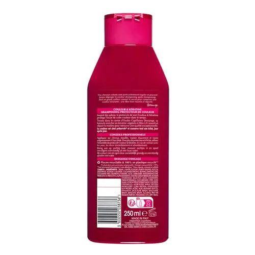 DESSANGE<br><b> Couleur & Kératine</b><br><h5><br> Shampooing protrcteur de couleur, Nourit, répare et préserve l couleur<br> Cheveux colorés250ml</h5>Origine France <img style="vertical-align: middle;" src="https://bit.ly/3VT5bp1">