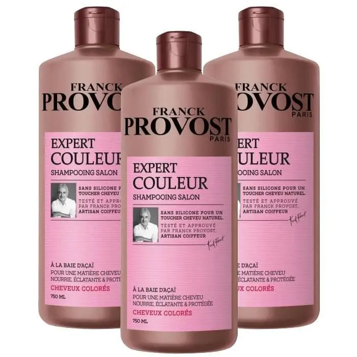 FRANCK PROVOST<br> <b> EXPERT COULEUR SHAMPOOING SALON</b><br><h5>shampooing Cheveux Colorés-750ml</h5>Origine France <img style="vertical-align: middle;" src=" https://shorturl.at/bDMR9">