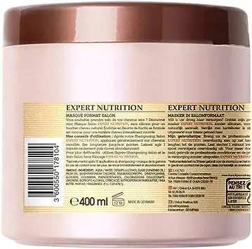 FRANCK PROVOST<br> <b> EXPERT NUTRITION</b><br><h5>Masque Capillaire Cheveux Secs-400ml</h5>Origine France <img style="vertical-align: middle;" src=" https://shorturl.at/bDMR9">