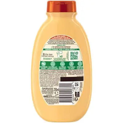 GARNIER<br> <b> SHAMPOOING RECONSTITUANT, TRESORS DE MIEL, miel d'acacia et cire d'abeille</b><br><h5>cheveux fragiles, cassants-250ml</h5>Origine France <img style="vertical-align: middle;" src=" https://shorturl.at/bDMR9">