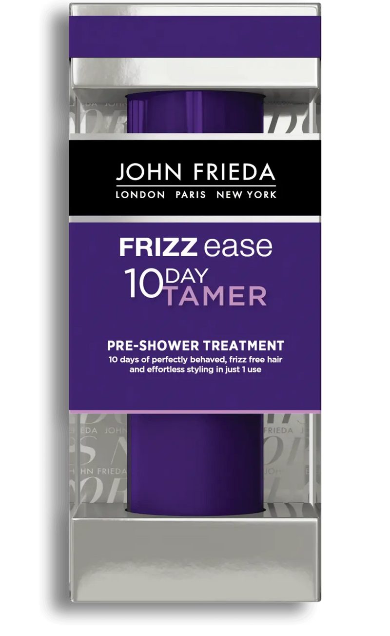 JOHN FRIEDA<br> <b> FRIZZ EASE 10 day tamer</b><br><h5>Sérum-cheveux crépus-150ml</h5>Origine </h6> <img style="vertical-align: middle;" src=" https://shorturl.at/qvUZ6">