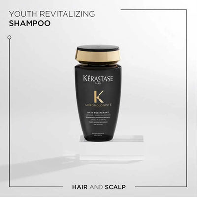 Kérastase <br> <b>HRONOLOGISTE Bain revitalisant</b> <br> <h5>Shampoing tous types de cheveux - 80 ml </h5>Origine Europe <img style="vertical-align: middle;" src="https://shorturl.at/stvQ3">