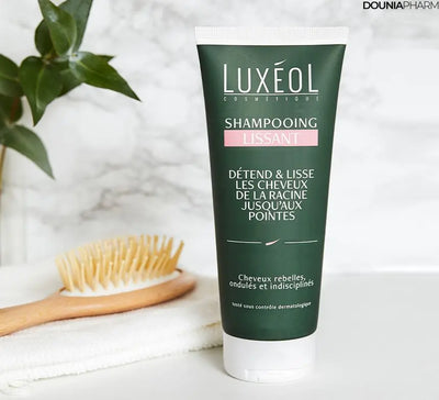 LUXEOL<br> <b> Shampooing lissant</b><br>-cheveux rebelles-200ml</h5>Origine France <img style="vertical-align: middle;" src=" https://shorturl.at/bDMR9">