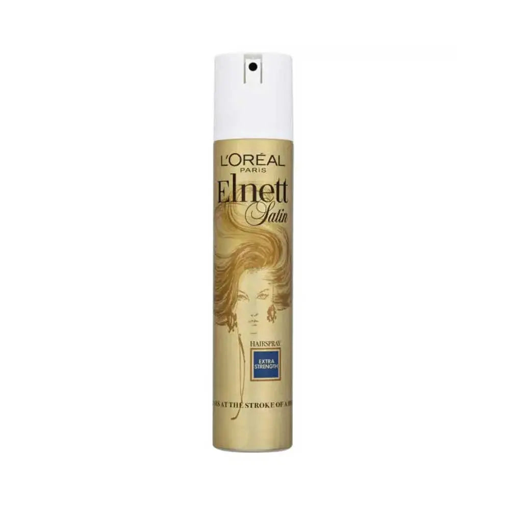 L'Oréal Paris <br> <b>Elnett Satin</b> <br> <h5>laque Fixation forte - 200 ml </h5>Origine France <img style="vertical-align: middle;" src=" https://shorturl.at/bDMR9">