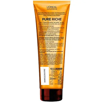 L'Oréal Paris<br><b>Haute Expertise Pure Riche</b><br><h5>Shampooing Sans Sulfate cheveux Desséchés - 250 ml </h5>Origine France <img style="vertical-align: middle;" src=" https://shorturl.at/bDMR9">