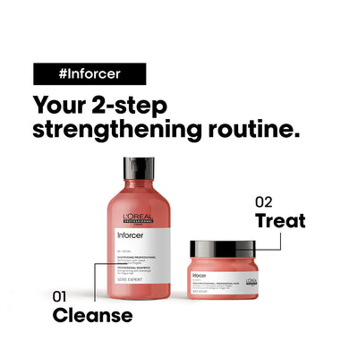 L'Oréal Professionnel <br><b>Série Expert Inforcer</b><br><h5>Shampoing Anti-Casse Cheveux Colorés - 300 ml</h5>Origine France <img style="vertical-align: middle;" src=" https://shorturl.at/bDMR9">