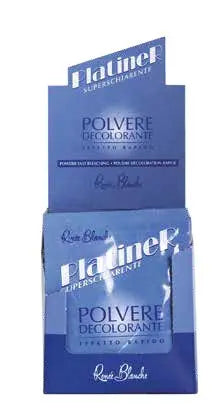 Renée Blanche<br> <b> PLATINER superschiarente polvere decolorante</b><br><h5>Poudre décolorante-25g X 30 Sachet</h5>Origine Turquie </h6> <img style="vertical-align: middle;" src=" https://shorturl.at/cyMX1">