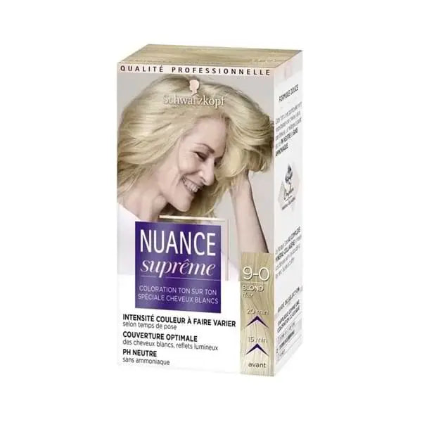 SCHWARZKOPF<br> <b> TONE supreme 9-0 Biondo chiaro</b><br><h5>Coloration cheveux-60ml</h5>Origine France </h6> <img style="vertical-align: middle;" src=" https://shorturl.at/bDMR9">