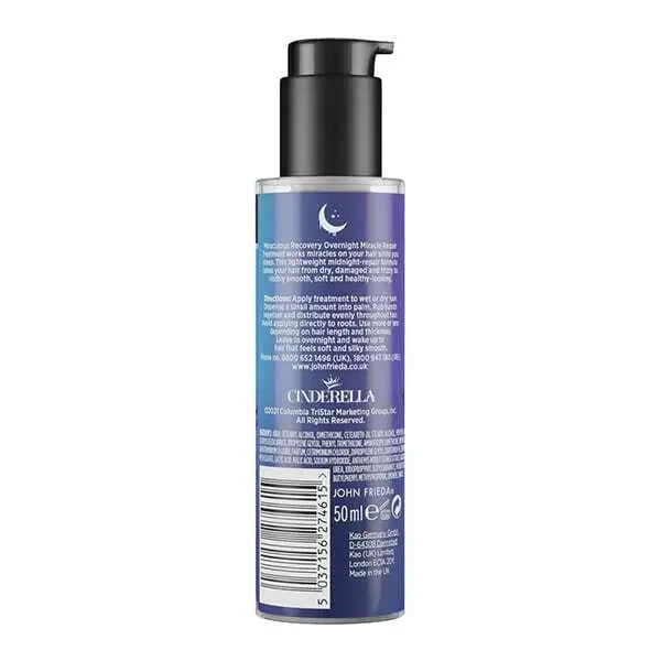 JOHN FRIEDA<br> <b> Cinderella Miraculous Recovery Overnight</b> Miracle Repair Treatment<br><h5>50ml</h5>Origine Angleterre <img style="vertical-align: middle;" src=" https://shorturl.at/qvUZ6">