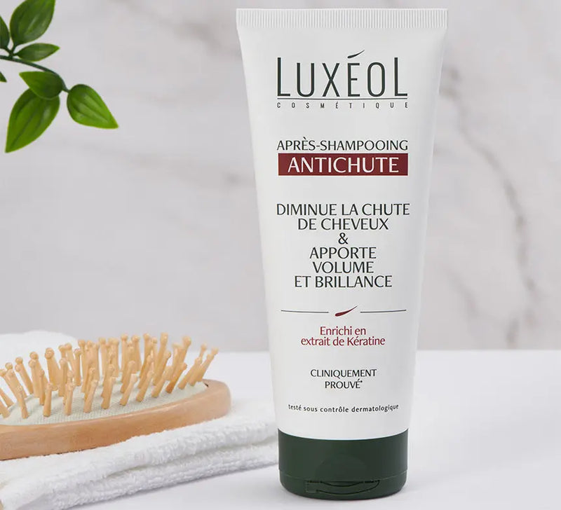 LUXEOL<br> <b> Après Shampooing Antichute</b> <br><h5>200ml</h5>Origine France <img style="vertical-align: middle;" src=" https://shorturl.at/bDMR9">