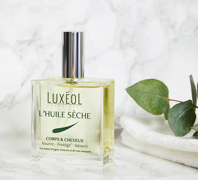 LUXEOL<br> <b> L'huile sèche corps & cheveux</b><br><h5> Nourrit - Protège - Adoucit-100ml</h5>Origine France <img style="vertical-align: middle;" src=" https://shorturl.at/bDMR9">