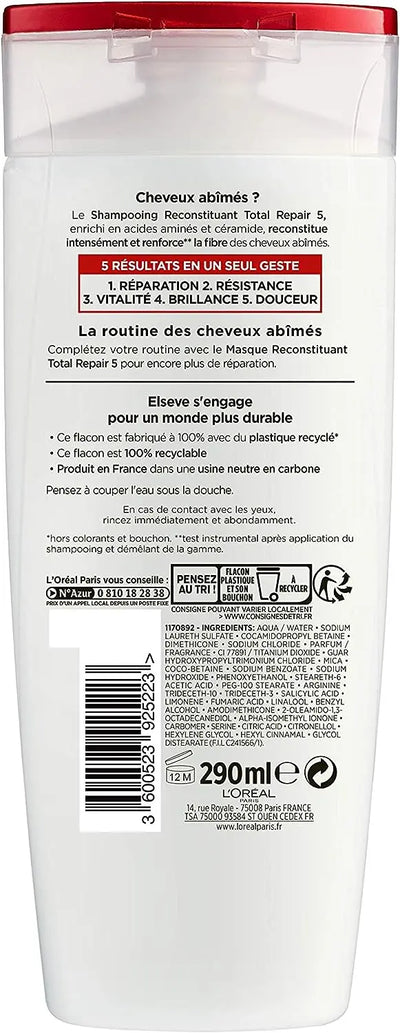 L'Oréal Paris<br><b>Elseve Total Repair 5</b><br><h5> shampooing reconconstituant Cheveux Abîmés - 290 ml </h5>