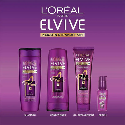 L'Oréal Paris <br> <b>ELVIVE keratin straight</b> <br> <h5>Sérum cheveux normaux à secs - 50 ml </h5>Origine France <img style="vertical-align: middle;" src=" https://shorturl.at/bDMR9">