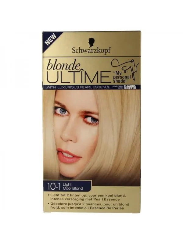 SCHWARZKOPF<br> <b> BLONDE ULTIME 10-1 blond clair cendré</b><br><h5>Coloration cheveux-60ml</h5>Origine France </h6> <img style="vertical-align: middle;" src=" https://shorturl.at/bDMR9">