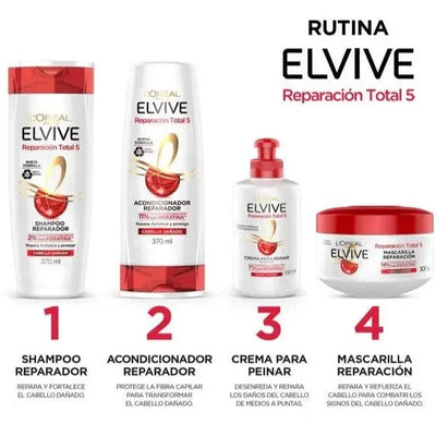 L'Oréal Paris <br> <b>ELVIVE REPARACION TOTAL 5</b> <br> <h5>Crème coiffante - 300 ml </h5>Origine France <img style="vertical-align: middle;" src=" https://shorturl.at/bDMR9">